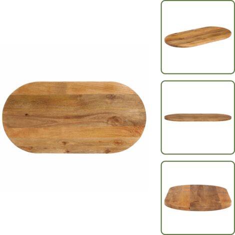 The Living Store Piano Tavolo 120x50x2,5 cm Ovale in Legno Massello di Mango - Piano in legno