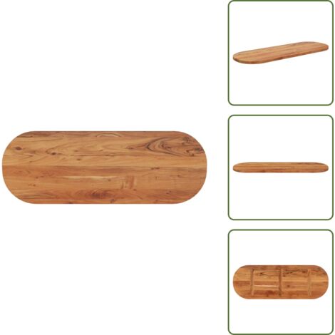 The Living Store Piano Tavolo 140x50x2,5 cm Ovale in Legno Massello di Acacia - Piano in legno