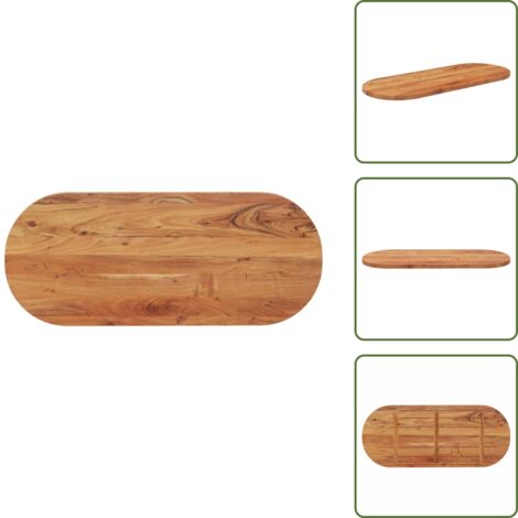 The Living Store Piano Tavolo 140x60x3,8 cm Ovale in Legno Massello di Acacia - Piano in acacia