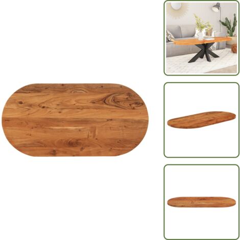 The Living Store Piano Tavolo 150x50x3,8 cm Ovale in Legno Massello di Acacia - Piano in legno