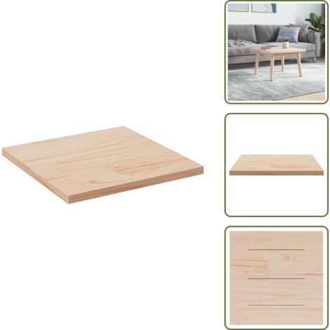 The Living Store Piano Tavolo 60x60x2,5 cm in Legno Massello di Pino Quadrato - Piano in legno