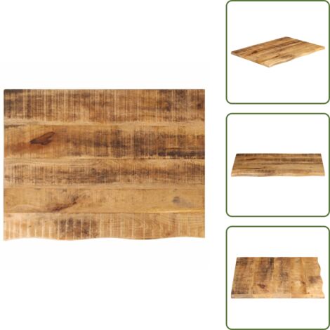 The Living Store Piano Tavolo 70x60x2,5 cm Bordi Vivi Legno di Mango Grezzo - Piano in legno grezzo