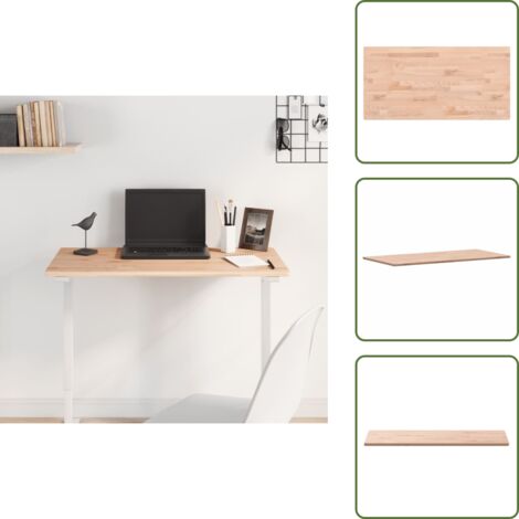 The Living Store Piano Tavolo 80x40x1,5cm Rettangolare Legno Massello Faggio - Piano in legno