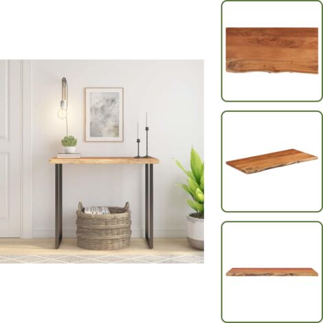 The Living Store Piano Tavolo 80x40x3,8 cm Rettangolare Legno Acacia Bordi Vivi - Piano in acacia