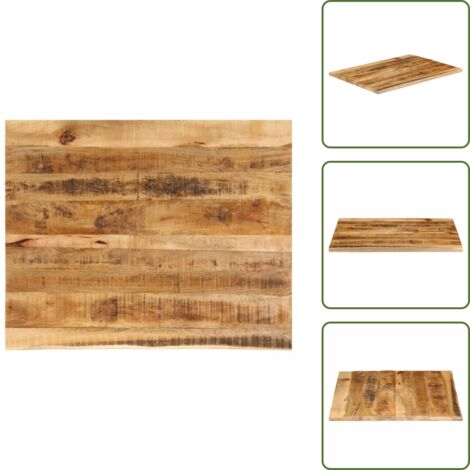 The Living Store Piano Tavolo 90x80x2,5 cm Bordi Vivi Legno di Mango Grezzo - Piano in legno grezzo