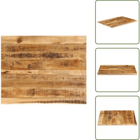 The Living Store Piano Tavolo 90x80x3,8 cm Bordi Vivi Legno di Mango Grezzo - Piano in legno grezzo