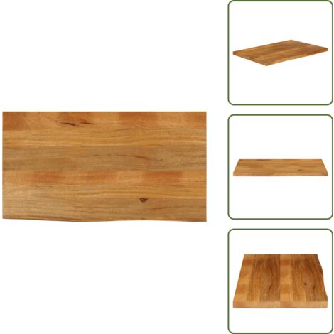 The Living Store Piano Tavolo Bordi Vivi 100x60x2,5cm in Legno Massello di Mango - Piano in legno