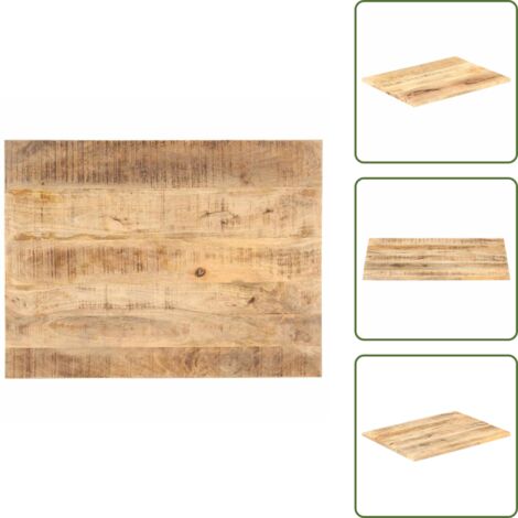 The Living Store Piano Tavolo in Legno Massello di Mango 25-27 mm 80x60 cm - Piano in legno mango
