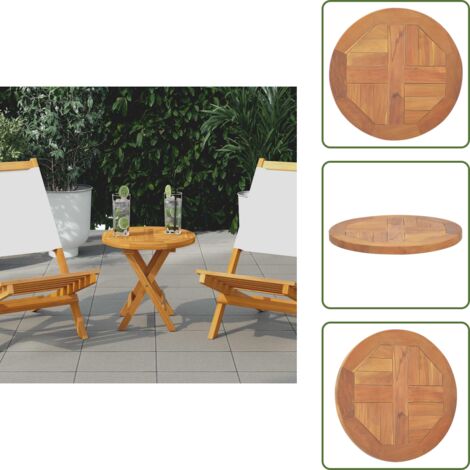 The Living Store Piano Tavolo in Legno Massello di Teak Rotondo 2,5 cm 40 cm - Tavolo da giardino