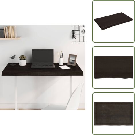 The Living Store Piano Tavolo Marrone 100x60x(2-6) cm Rovere Massello Trattato - Piano in rovere