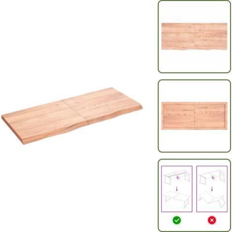 The Living Store Piano Tavolo Marrone 120x50x(2-4) cm Massello Rovere Trattato - Piano in rovere