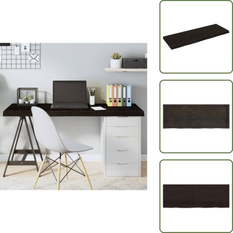 The Living Store Piano Tavolo Marrone 140x50x(2-6) cm Rovere Massello Trattato - Piano in rovere