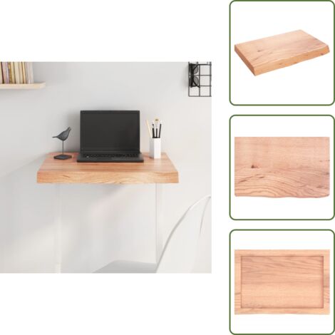 The Living Store Piano Tavolo Marrone 60x40x(2-6) cm Massello Rovere Trattato - Piano in rovere
