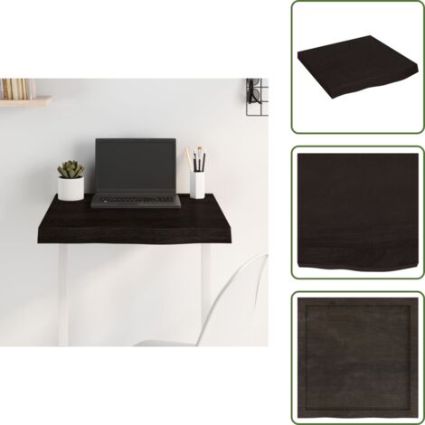 The Living Store Piano Tavolo Marrone 60x60x(2-6) cm Rovere Massello Trattato - Piano in rovere