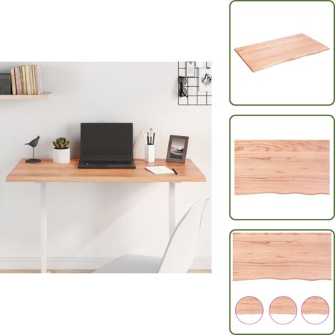 The Living Store Piano Tavolo Marrone Chiaro 100x60x2cm Rovere Massello Trattato - Piano in rovere