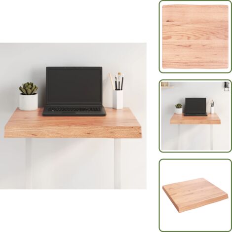 The Living Store Piano Tavolo Marrone Chiaro 60x60x(2-6) cm Rovere Non Trattato - Piano in rovere