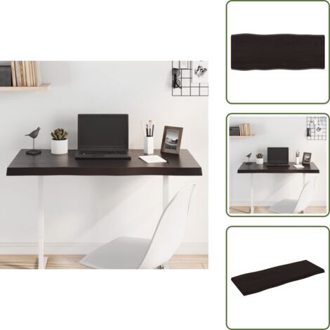 The Living Store Piano Tavolo Marrone Scuro 100x40x(2-4)cm Rovere Non Trattato - Piano in rovere