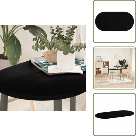 The Living Store Piano Tavolo Marrone Scuro 100x50x2 cm in Rovere Massello Ovale - Piano in legno