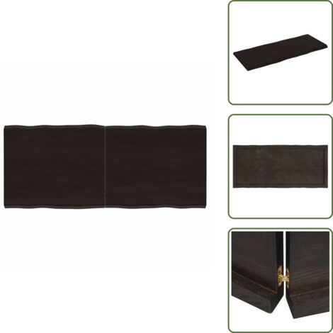 The Living Store Piano Tavolo Marrone Scuro 120x50x(2-4)cm Rovere Non Trattato - Piano in rovere