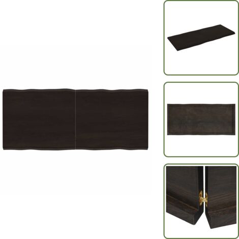 The Living Store Piano Tavolo Marrone Scuro 140x60x(2-4)cm Rovere Non Trattato - Piano in rovere