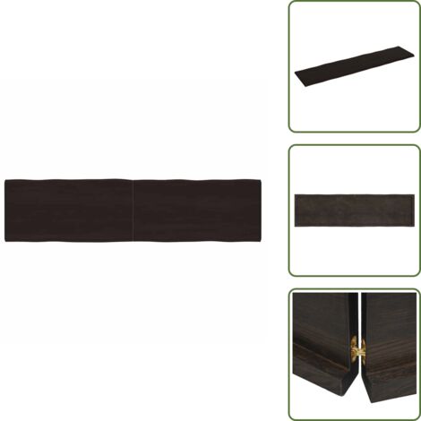 The Living Store Piano Tavolo Marrone Scuro 200x50x(2-4)cm Rovere Non Trattato - Piano in rovere