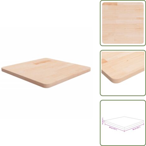 The Living Store Piano Tavolo Quadrato 50x50x2,5 cm Massello Rovere Non Trattato - Tavolo rovere