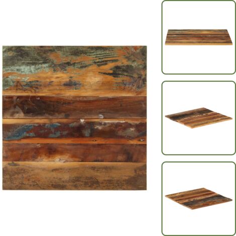 The Living Store Piano Tavolo Quadrato 60x60 cm 15-16 mm in Legno di Recupero - Piano in legno