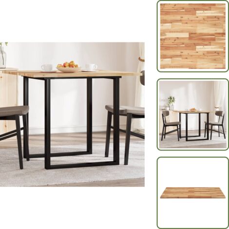 The Living Store Piano Tavolo Quadrato 90x90x2 cm in Legno Massello di Acacia - Tavolo quadrato