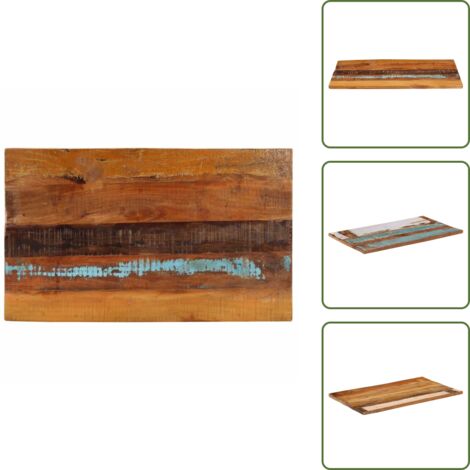 The Living Store Piano Tavolo Rettangolare 60x100 cm 25-27 mm Legno di Recupero - Piano in legno
