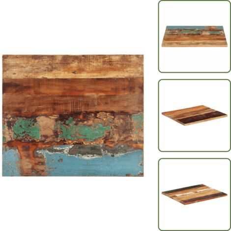The Living Store Piano Tavolo Rettangolare 60x70 cm 25-27 mm Legno di Recupero - Piano in legno