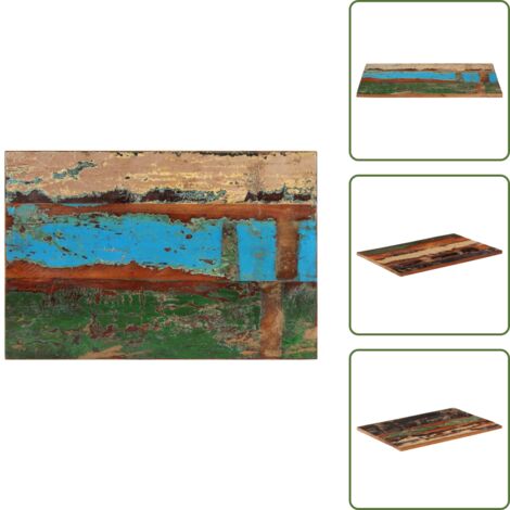 The Living Store Piano Tavolo Rettangolare 60x90 cm 25-27 mm Legno di Recupero - Piano in legno