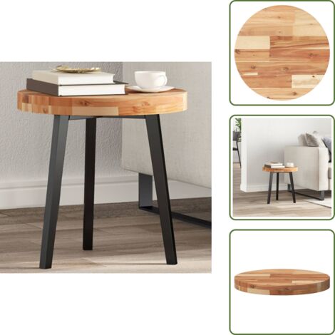 The Living Store Piano Tavolo Rotondo Ø40x4 cm in Legno Massello di Acacia - Tavolo rotondo