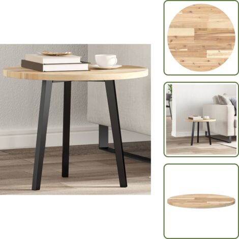 The Living Store Piano Tavolo Rotondo Ø50x2 cm in Legno Massello di Acacia - Tavolo rotondo