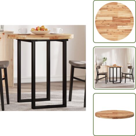 The Living Store Piano Tavolo Rotondo Ø70x4 cm in Legno Massello di Acacia - Tavolo rotondo