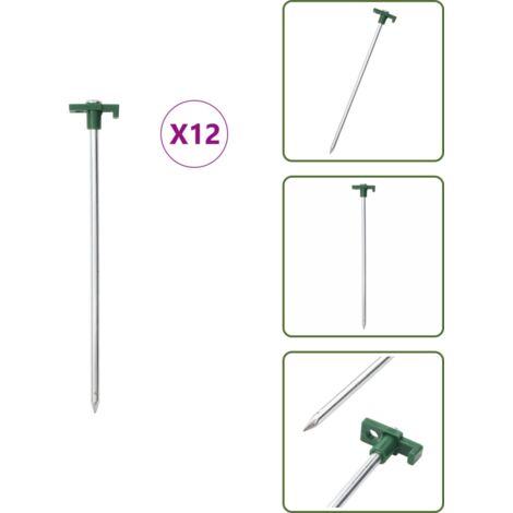 The Living Store Picchetti per Tenda 12 pz 25 cm 7 mm in Acciaio Zincato e PP - Tende