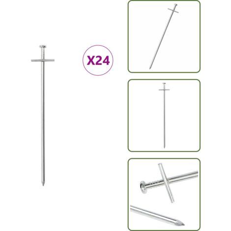 The Living Store Picchetti per Tenda 24 pz 23 cm Ø6 mm in Acciaio Zincato - Ancoraggio da terra