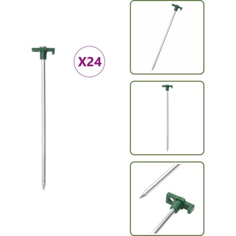 The Living Store Picchetti per Tenda 24 pz 25 cm 7 mm in Acciaio Zincato e PP - Tende da sole