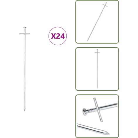 The Living Store Picchetti per Tenda 24 pz 29,5 cm Ø6 mm in Acciaio Zincato - Ancoraggio da terra