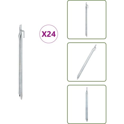 The Living Store Picchetti Tenda 24 pz Forma di V 29,5 cm Ø20 mm Acciaio Zincato - Ancoraggio da terra