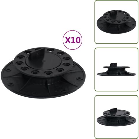 The Living Store Piedini Regolabili per Decking 10 pz 25-40 mm - Supporto per decking