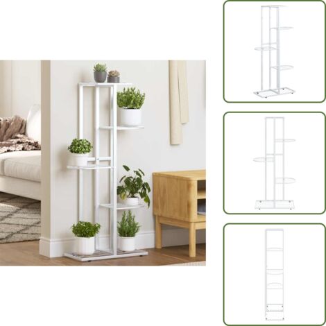 The Living Store Piedistallo per Piante a 5 Piani 43x22x98 cm in Metallo Bianco - Piante in casa