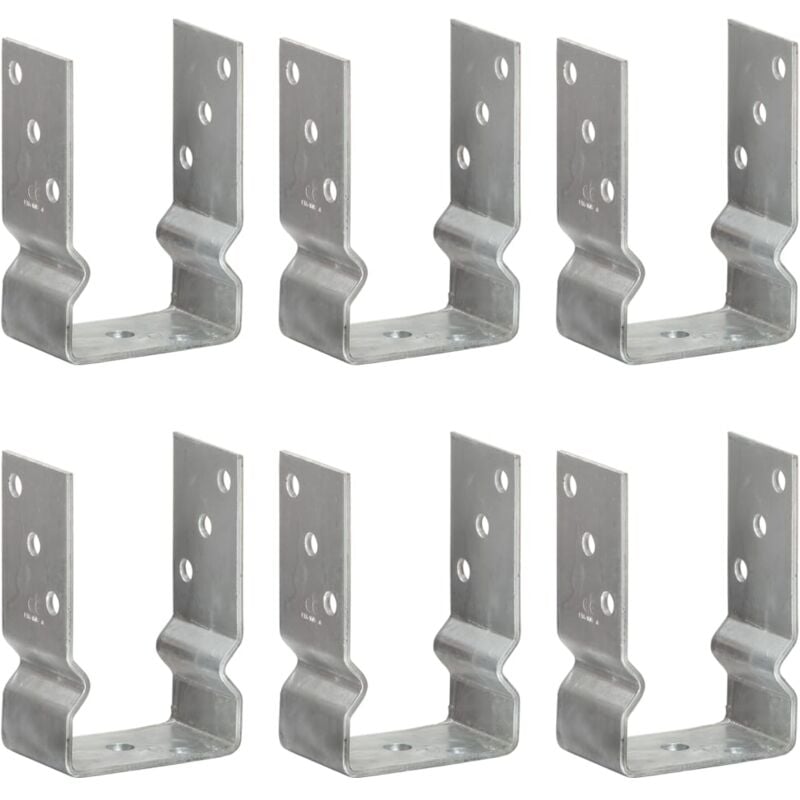 Piquets de clôture 6 pcs Argenté 9x6x15 cm Acier galvanisé - The Living Store