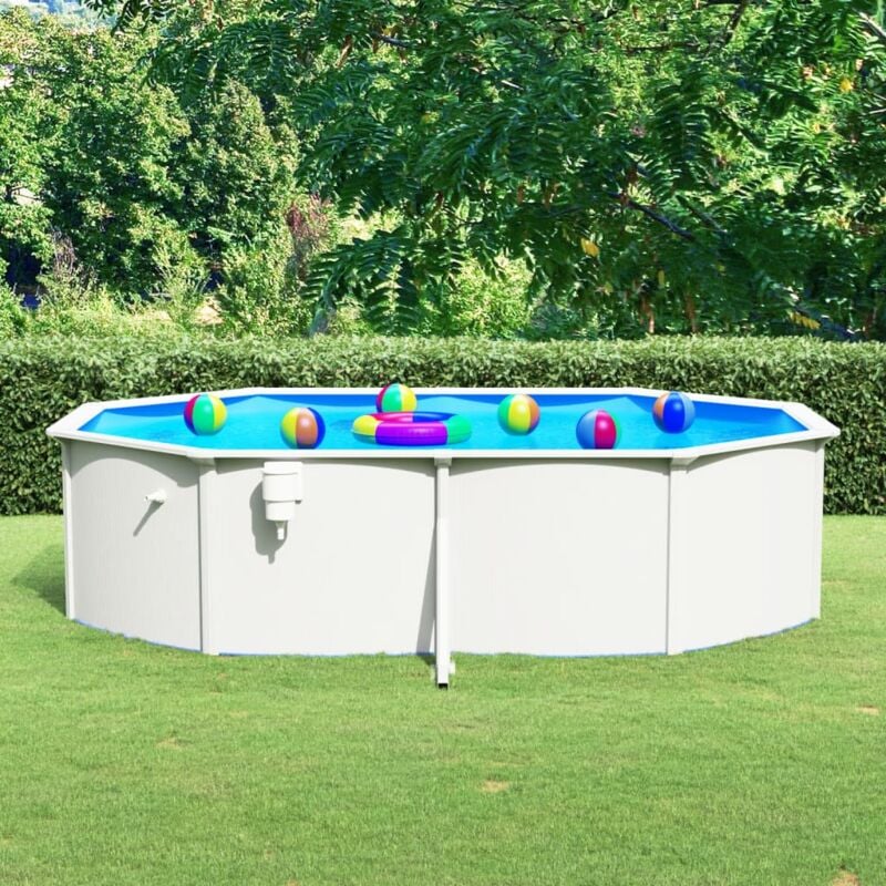 Piscine ovale avec parois en acier 490x360x120 cm Blanc - The Living Store