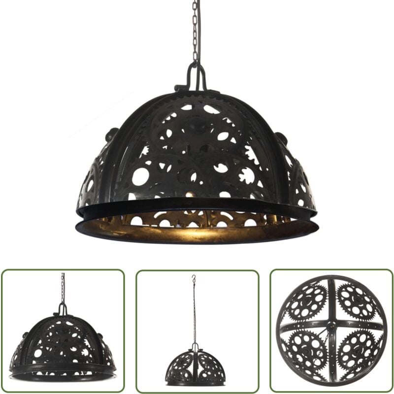 The Living Store - Plafonnier industriel en forme de roue dentée 45 cm E27 - Lampe Industrielle - Luminaire Vintage - Plafond Décoratif - Éclairage