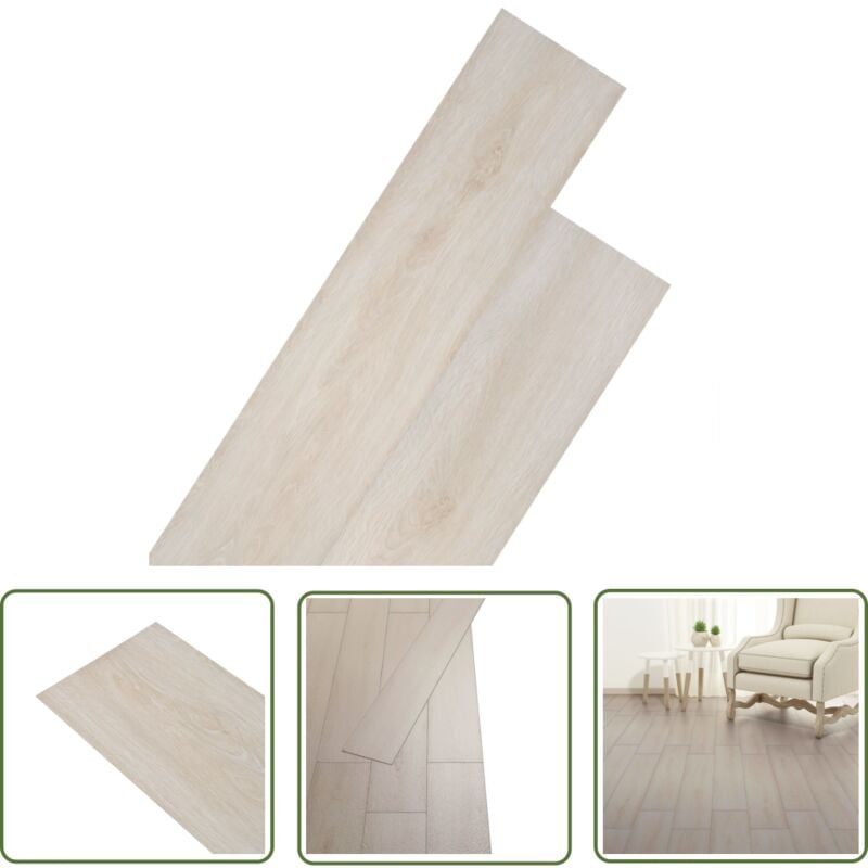 The Living Store - Dalles de plancher pvc autoadhésif blanc chêne classique - Carrelage Pvc - Dallettes De Sol - Parquet Imitation Bois - Revêtement