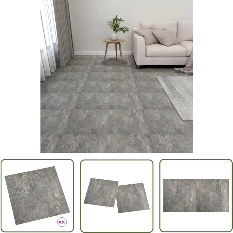 Dalles de plancher autoadhésives 20 pcs pvc 1,86 m² gris - Carrelage Pvc - Dallettes De Sol - Planchers Adhésifs - Revêtement De Sol Intérieur