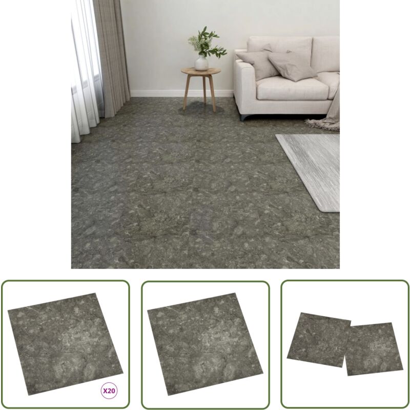Dalles de plancher autoadhésives 20 pcs pvc 1,86 m² gris - Carrelage Pvc - Dallettes De Sol - Planchers Adhésifs - Revêtement De Sol Intérieur