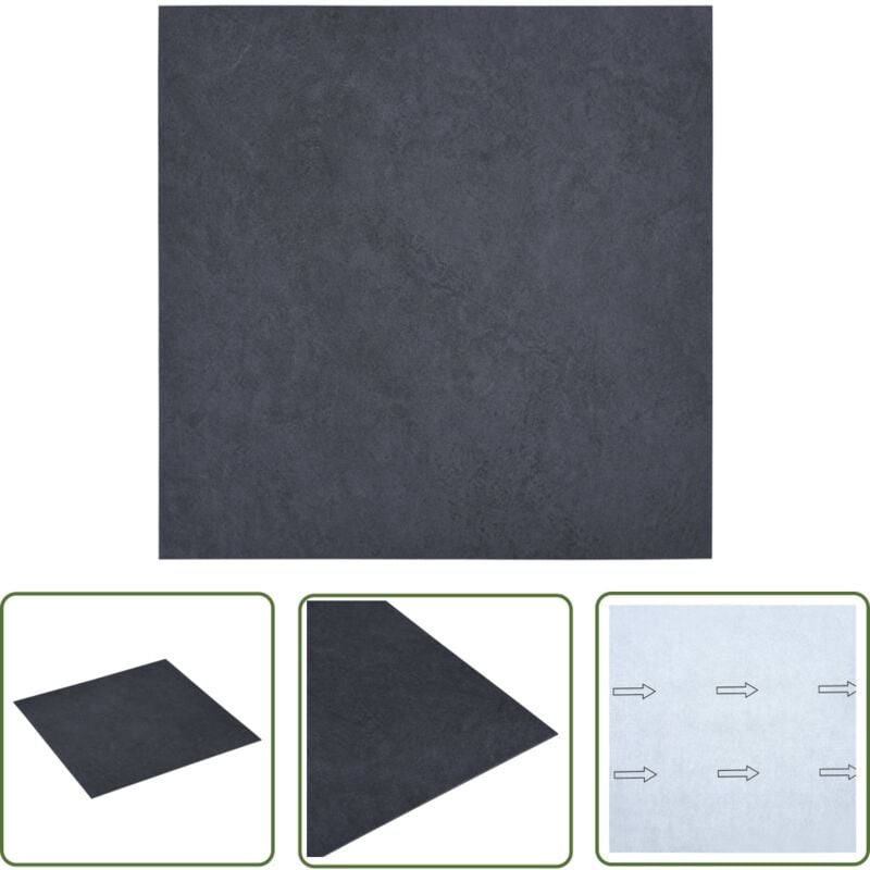 The Living Store - Dalles de plancher autoadhésives 5,11 m² pvc noir marbre - Carrelage Pvc - Dallettes De Sol - Planchers Adhesifs - Revêtement De