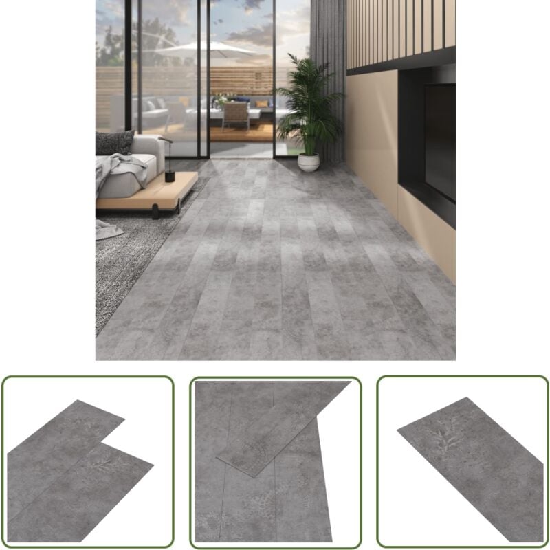 The Living Store Dalles de plancher pvc 5,02 m² 2 mm autoadhésif gris béton - Carrelage Pvc - Dallettes Adhesifs - Planchers Pvc - Revêtement De Sol