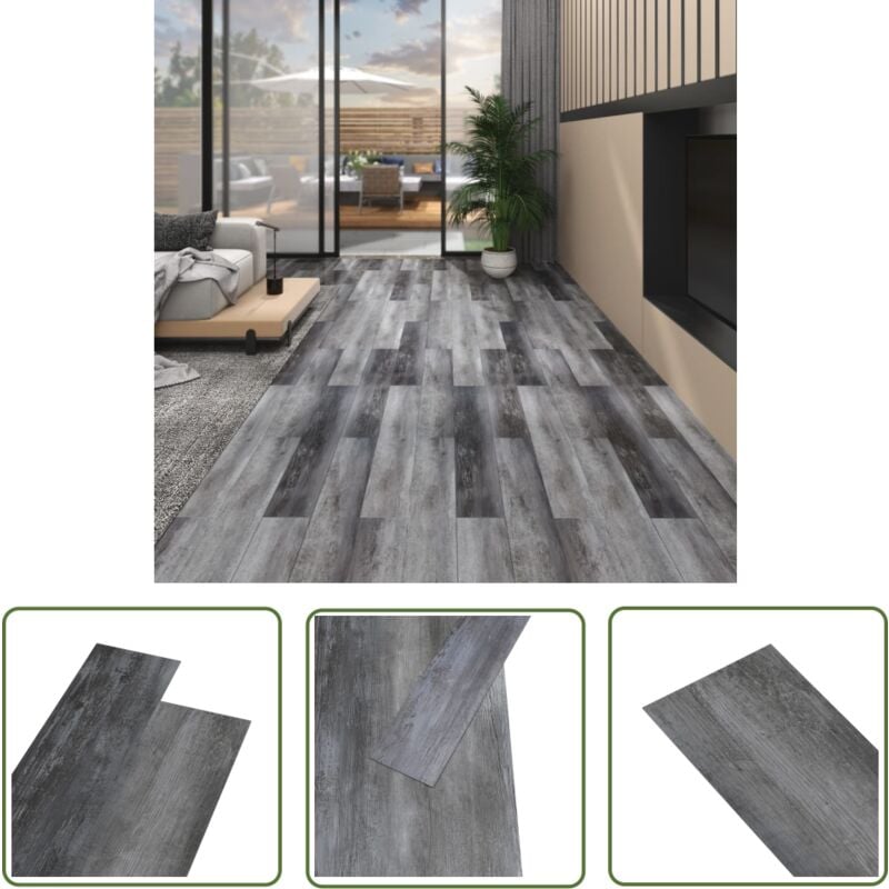 The Living Store Dalles de plancher PVC 5,02 m² 2 mm autoadhésif gris brillant - Carrelage Pvc - Dallettes Adhesifs - Planchers Pvc - Revêtement De